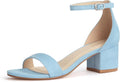 PARTY Women's Open Toe Ankle Strap Low Block Chunky Heels Sandals 2