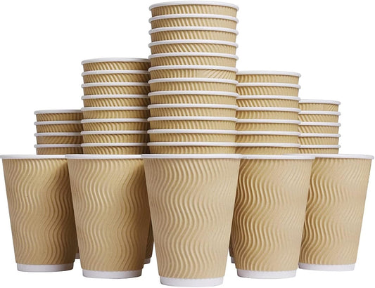 Insulated 12oz Hot Coffee Cups 100pcs - Luckypack