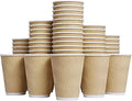 Hot Paper Cups 12 oz Disposable Insulated Ripple Wall Cups - No Sleeve