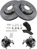 TRQ Wheel Hub & Premium Posi Ceramic Brake Pad Rotor Front Kit
