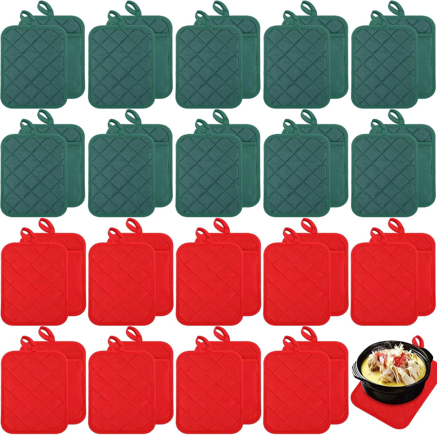 Hoolerry 20 Pieces Pot Holders with Pocket for Kitchen Use