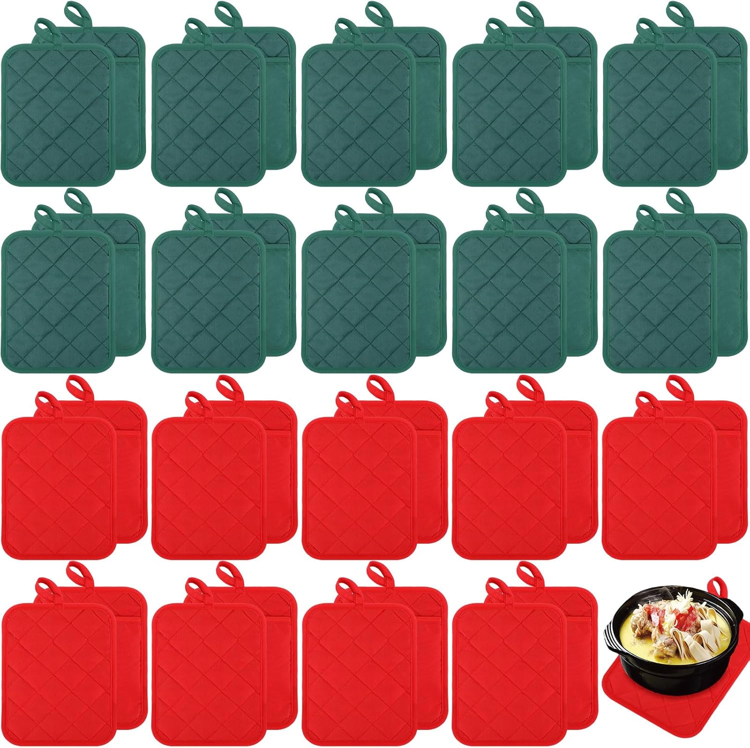 Hoolerry 20 Pieces Pot Holders with Pocket for Kitchen Use