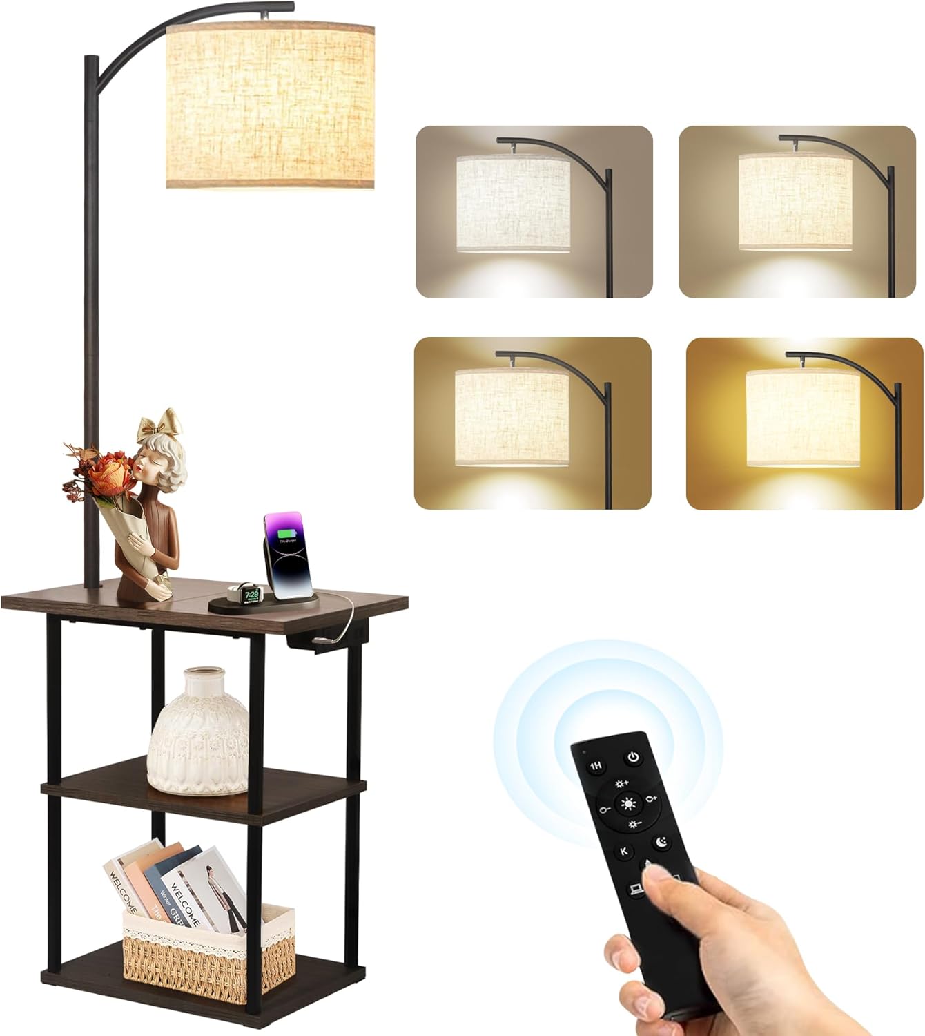 PESRAE Floor Lamp with Remote and Adjustable Color Brightness