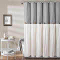 Linen Button Shower Curtain 72 in x 72 in - Modern Farmhouse Look