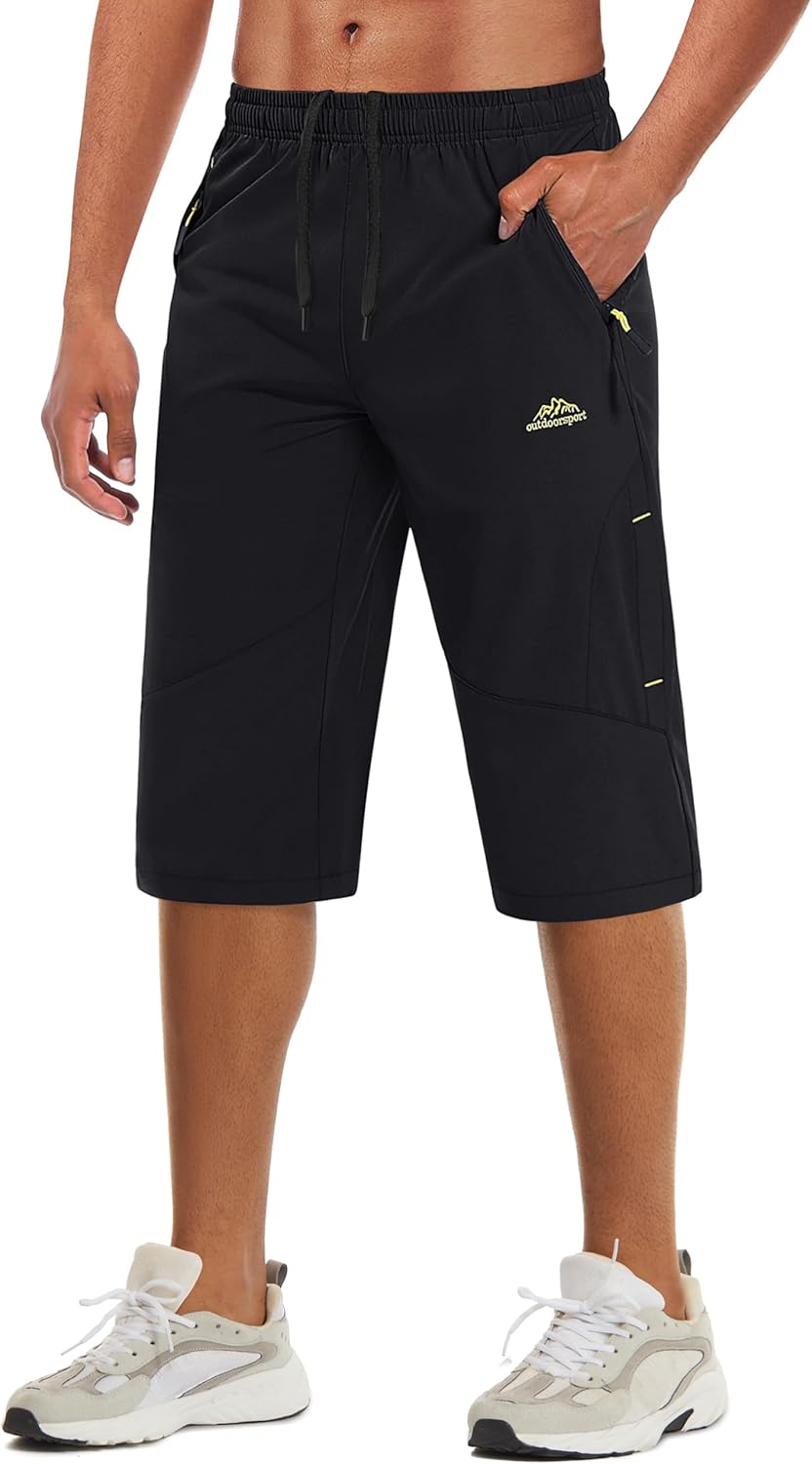 MAGCOMSEN Men's Capri Shorts Quick Dry Below Knee Workout Pants
