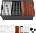 Logmey 30x19 Gunmetal Black Undermount Kitchen Sink Workstation