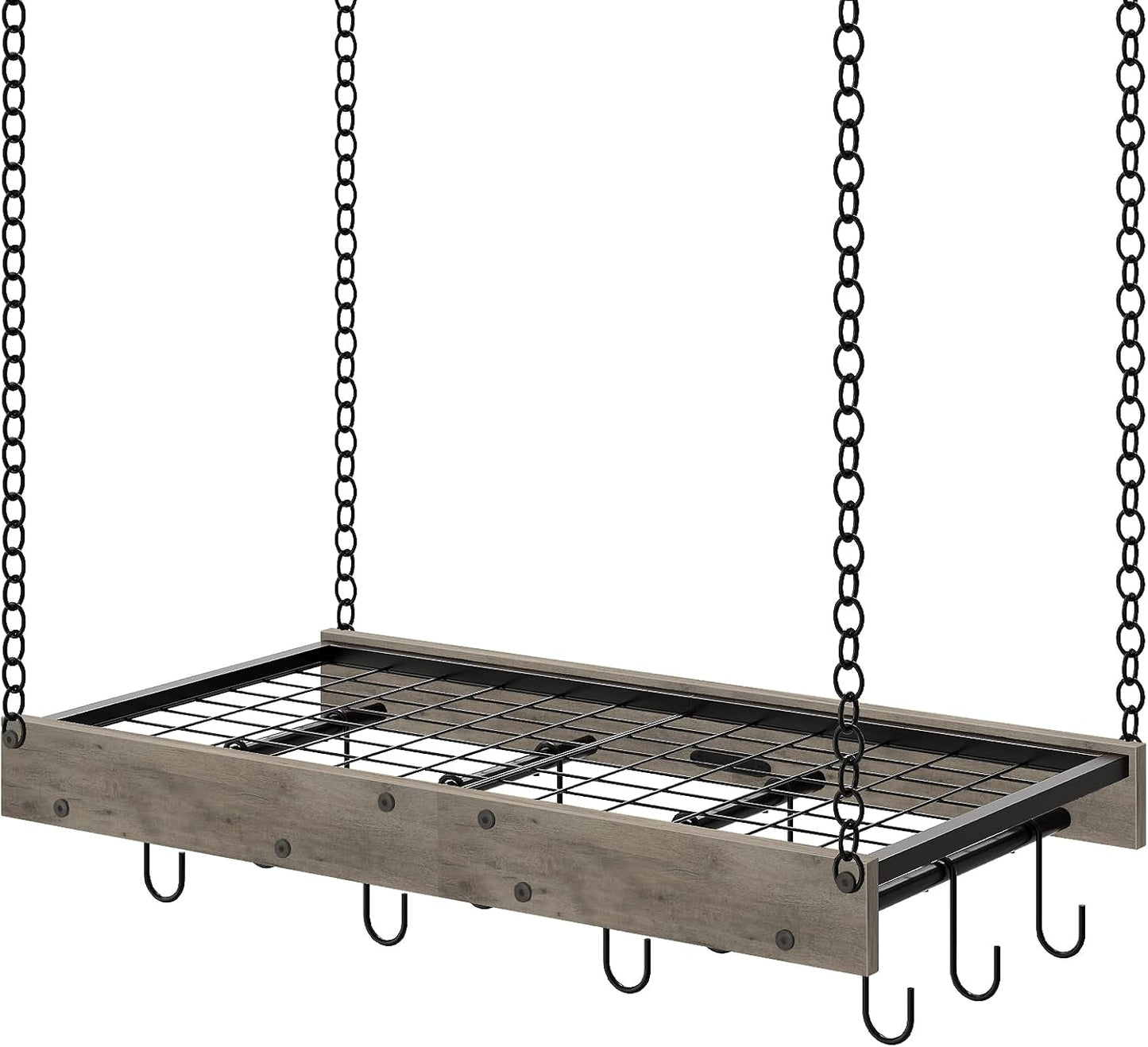 Vintage Hanging Pot Rack for Kitchen with 12 Hooks for Storage