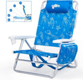 Reclining Beach Chair with Cooler Bag and Towel Bar - 5-Position Lay