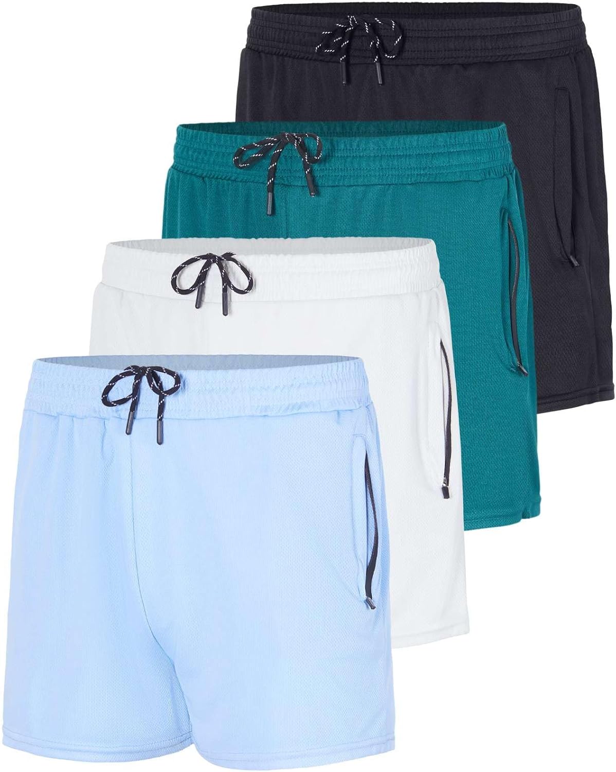 Men's Mesh Athletic Zipper Shorts 4-Pack for Active Lifestyle