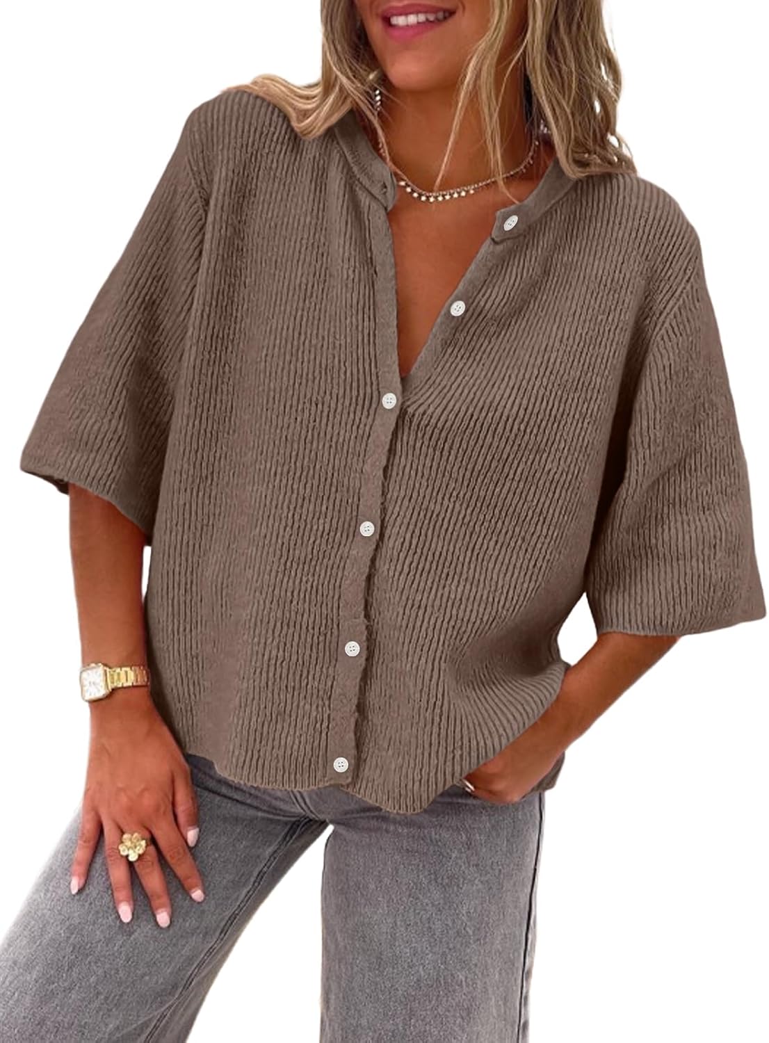 LILLUSORY Short Sleeve Cardigan Sweaters for Women 2025 Summer