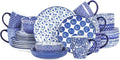 Selamica 30-Piece Ceramic Dinnerware Set for 6 - Vintage Blue Patterns
