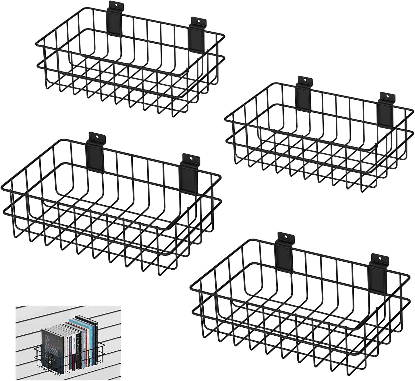 4 Pack Heavy Duty Slatwall Baskets for Home and Retail Use
