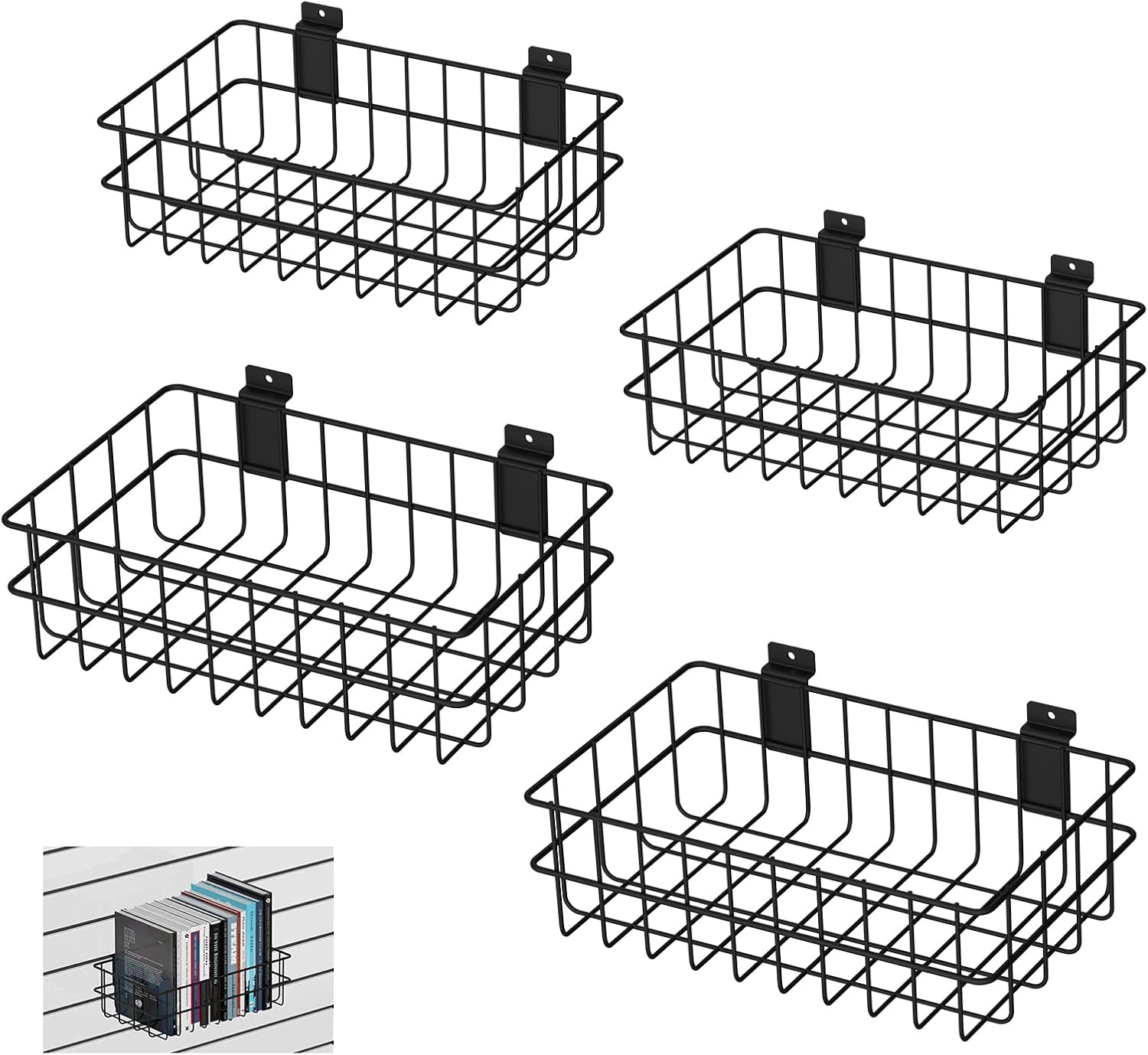 4 Pack Heavy Duty Slatwall Baskets for Home and Retail Use