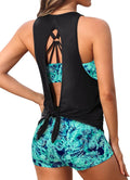 Aqua Eve 3 Piece Tankini Swimsuit - Athletic Open Back Tankini Set