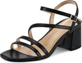Women's Strappy Low Chunky Block Heel Sandals - 2.4in Comfort