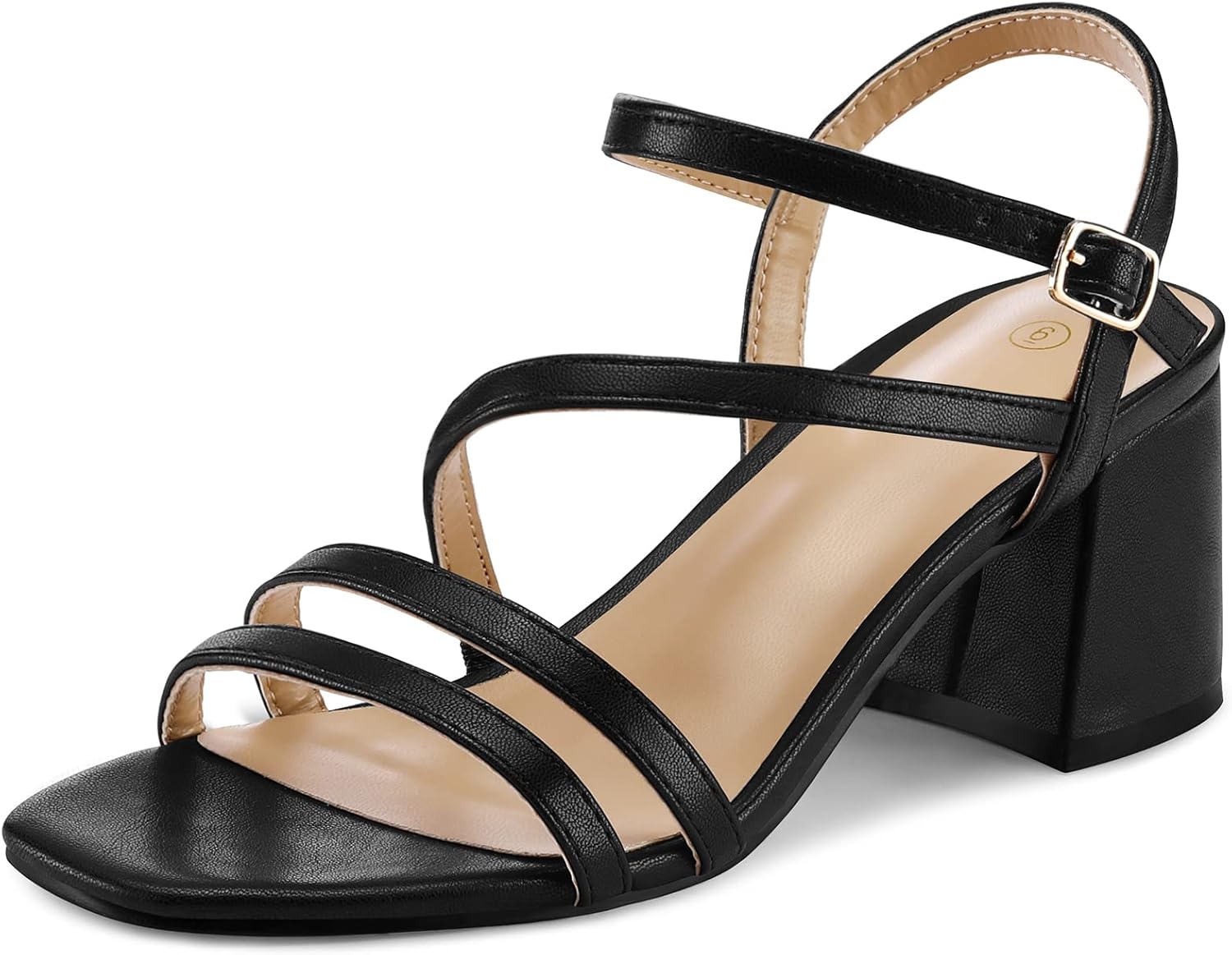 mysoft Women's Strappy Low Chunky Block Heel Sandals for Comfort