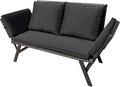 Greesum Outdoor Sofa Woven Rattan Convertible Daybed - Adjustable
