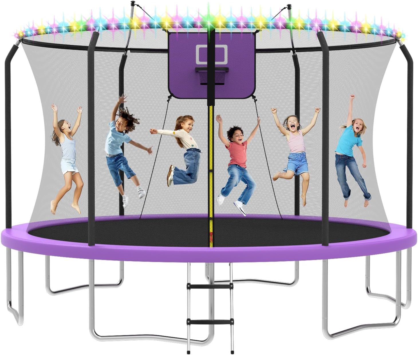 8FT 10FT 12FT 14FT Outdoor Trampoline with Safety Net & Ladder