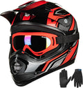 Youth ATV Motocross Helmet with Goggles and Gloves - DOT Youth L