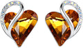 Leafael Earrings for Women Silver Tone Heart Birthstone Studs