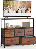 DUMOS 5-Drawer TV Stand in Brown for 45 TV