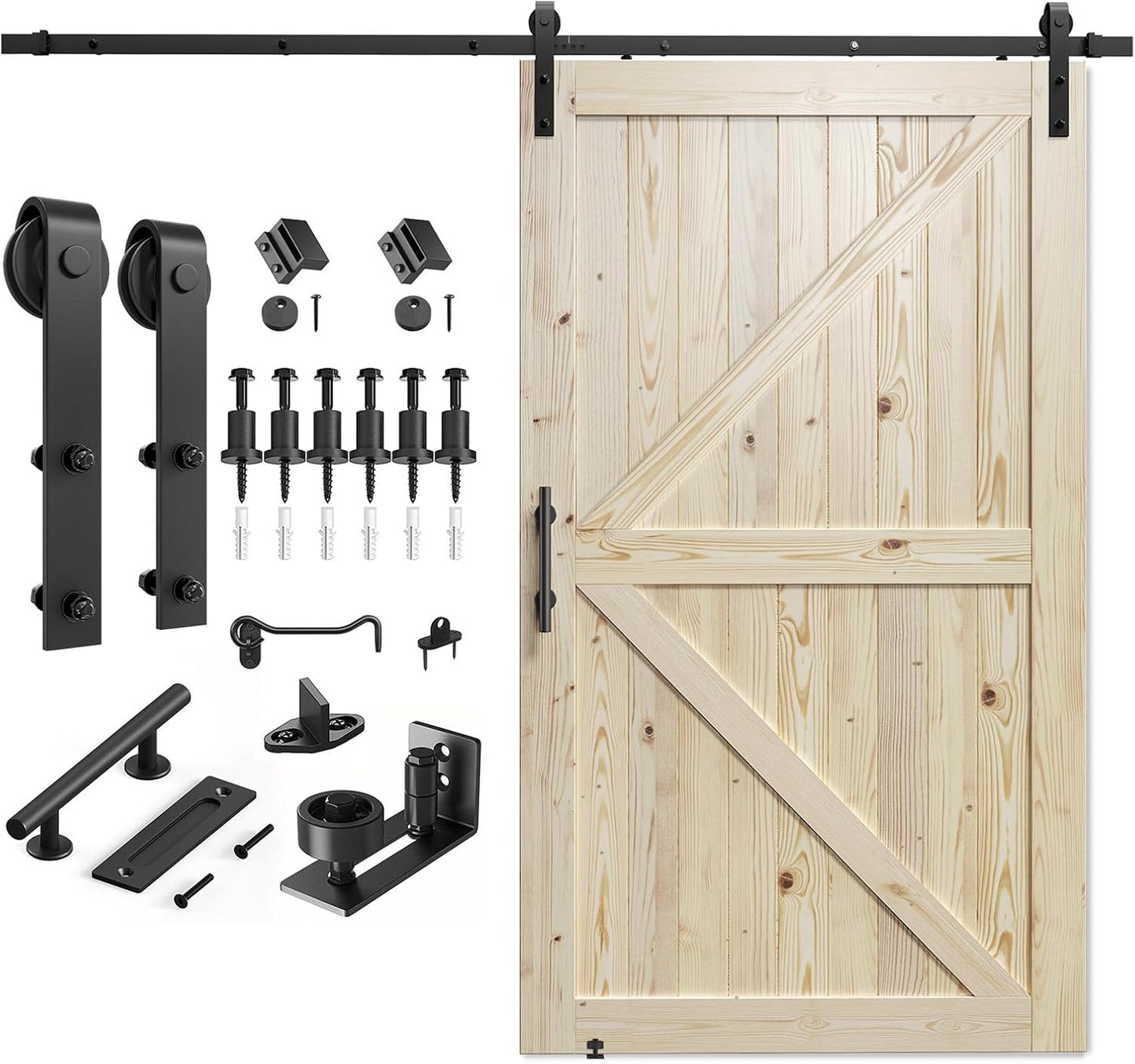 SMARTSTANDARD 48in x 84in Sliding Barn Door with Hardware Kit
