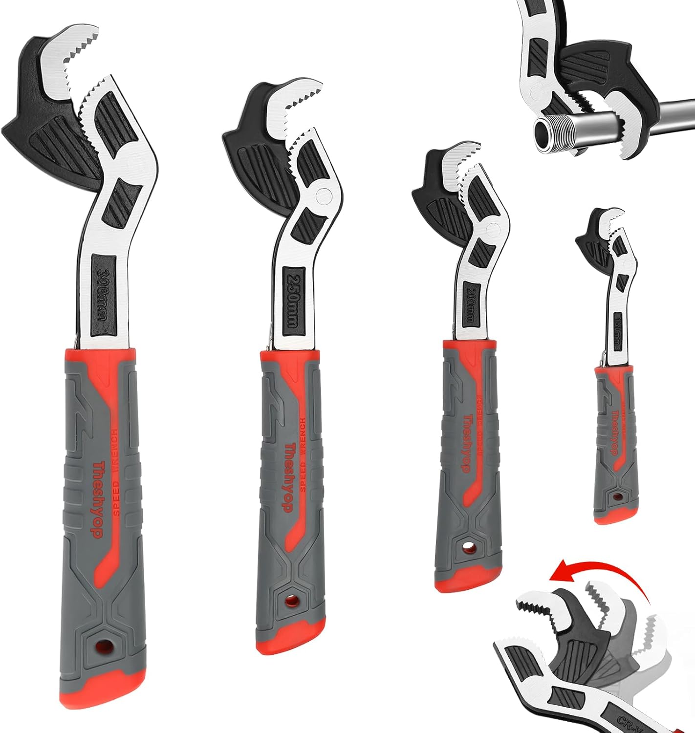 4 Pcs Self-Locking Pipe Wrench Tool Set for Versatile Use