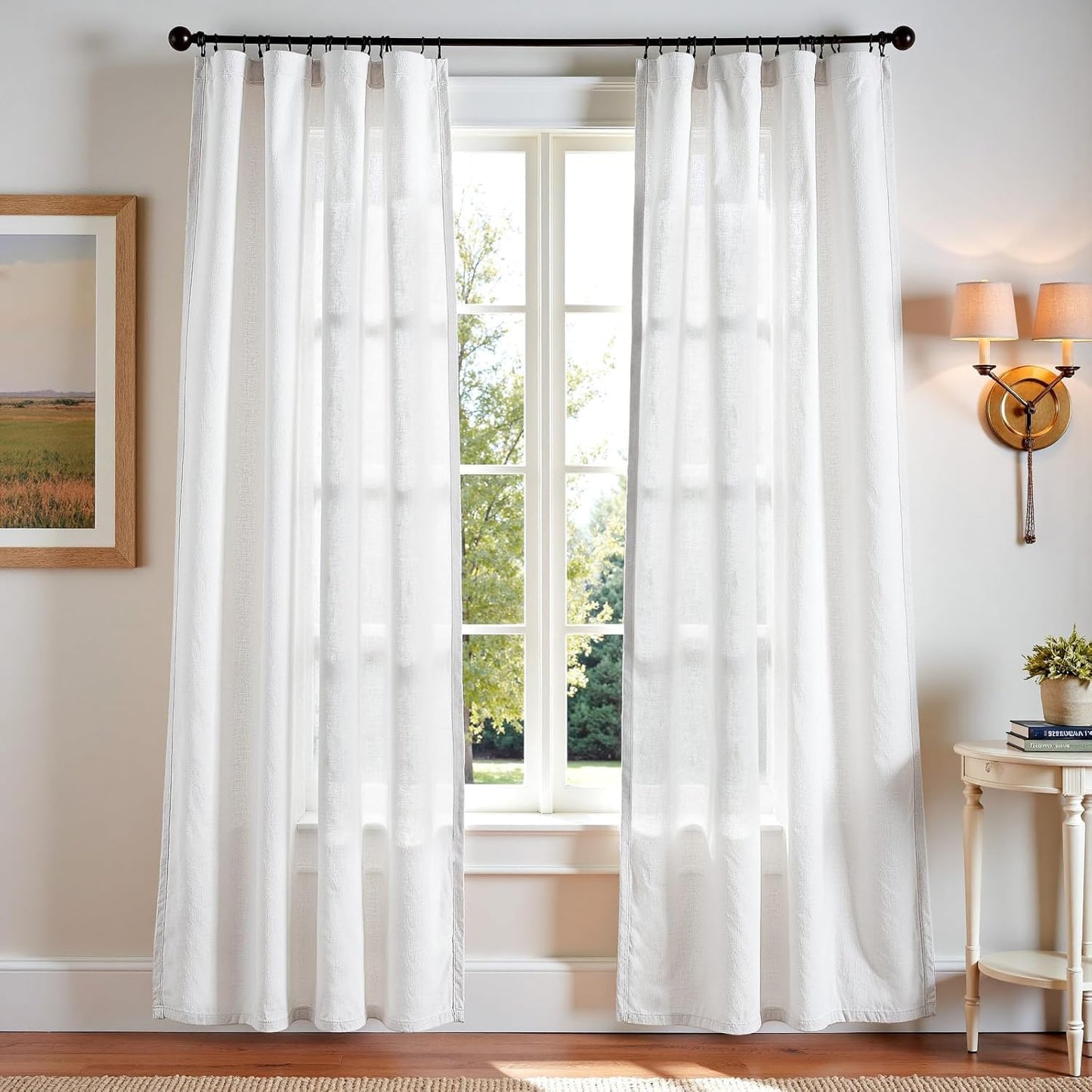 Linen Blend Curtains for Bedroom Living Room - Light Filtering Drapes