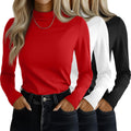Women's 3 Pack Mock Turtleneck Long Sleeve Tops - Slim Fit