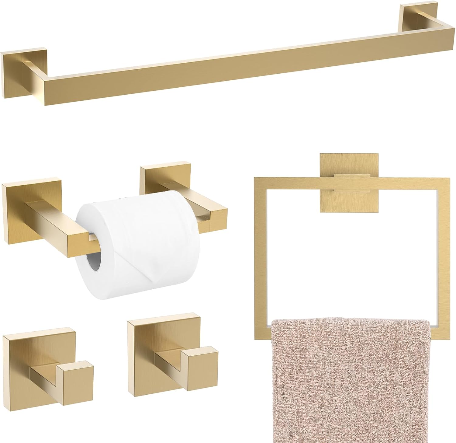 Brushed Gold Bathroom Hardware Accessories Set for Modern Homes