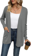 LILBETTER Womens Casual Lightweight Long Sleeve Open Front Cardigan in