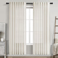 Cream Linen Curtains 80 in Length Light Filtering Privacy Panels