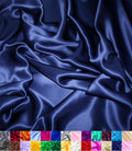 Satin Fabric 60in Wide Roll - Shiny Luxury Metallic Navy