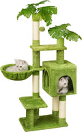 Green Tall Cat Tree 47 in for Kittens Under 6 Months - Space-Saving