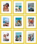 8x10 Picture Frames Set of 9 - Shatter Resistant Plexiglass, Yellow