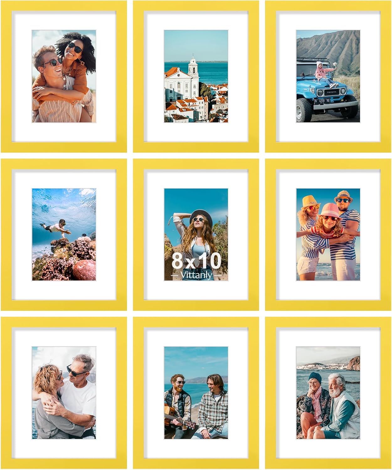 Vittanly 8x10 Picture Frames Set of 9 for Wall or Tabletop