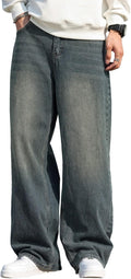 Men's Baggy Hip Hop Jeans Wide Leg Skater Denim Pants (Style TBCV)