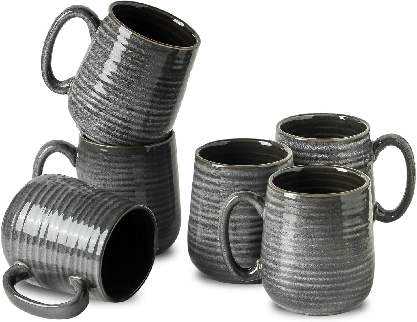 Hasense Ceramic Coffee Mugs Set of 6 - 15 OZ Large Cups