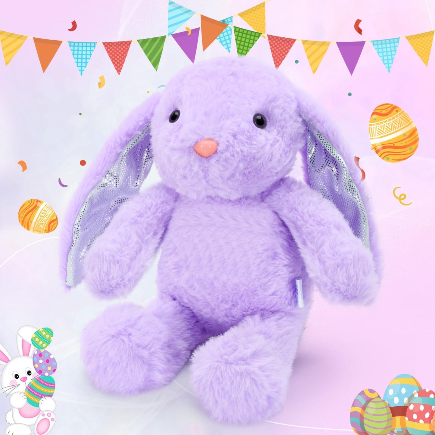 Glitter-Spot Purple Bunny Plush: Huggable and Soft!