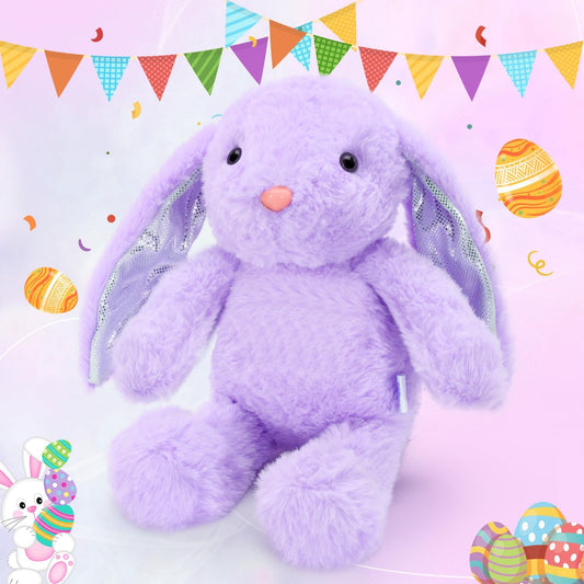Glitter-Spot Purple Bunny Plush: Huggable and Soft!