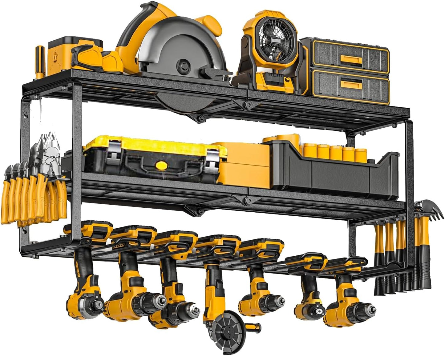 7-Drill Wall Mount Organizer for Garage - Heavy Duty Metal