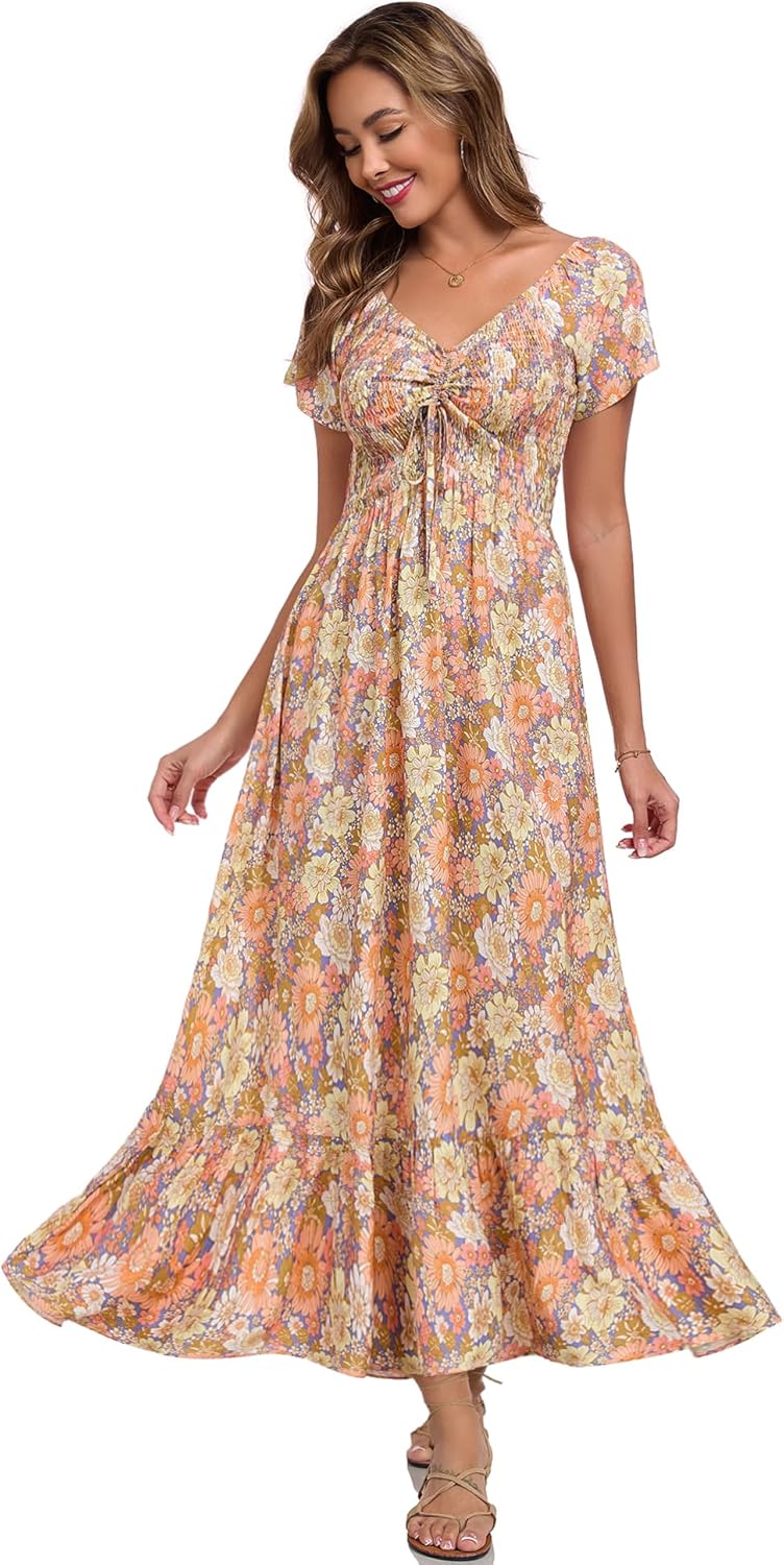 Women's Summer Floral Maxi Dress for Beach Parties and More