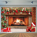 Christmas Fireplace Theme Backdrop 10x8ft - Photo Studio Holiday Decor