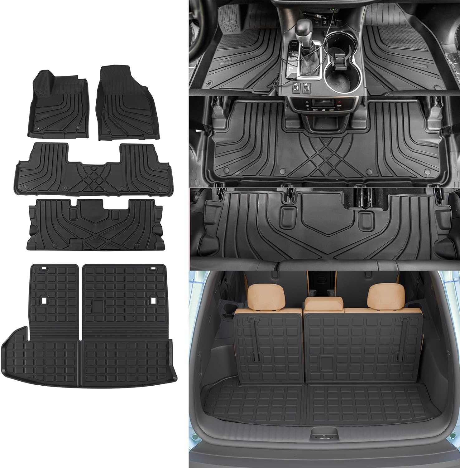 Rongtaod Floor Mat for 2014-2019 Toyota Highlander Trunk & Cargo