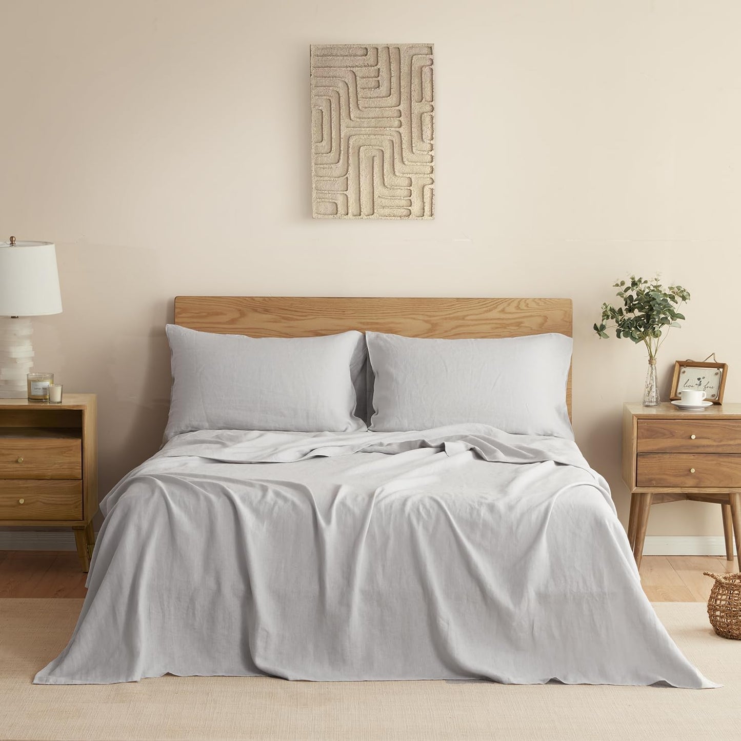 DAPU Pure Linen Sheets Set for Comfortable Sleep All Year Round