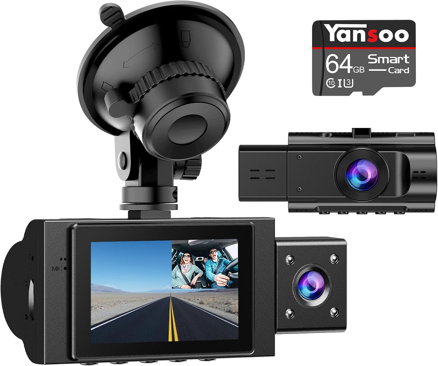 Yansoo Dual Dash Cam: FHD 1080P, Night Vision, 24H Monitor