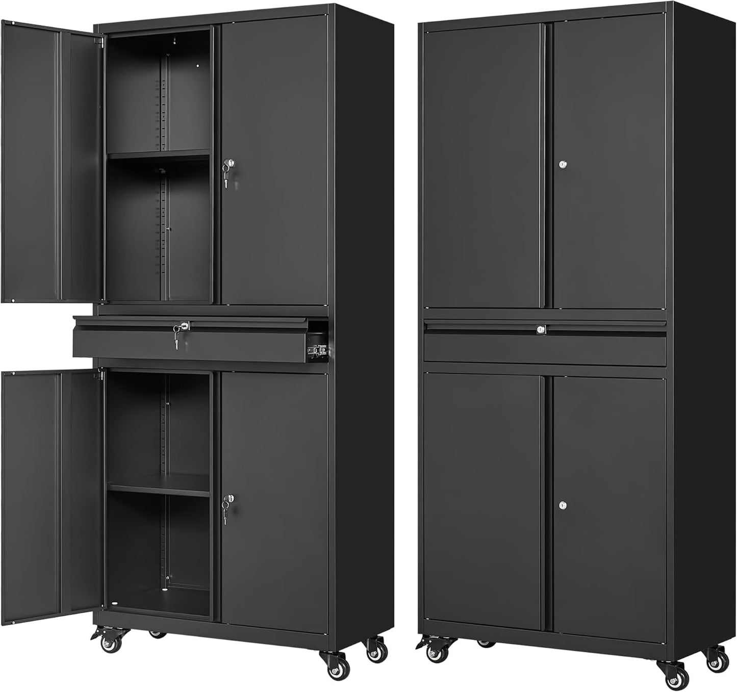 Letaya Metal Garage Storage Cabinet with Wheels for Home Use