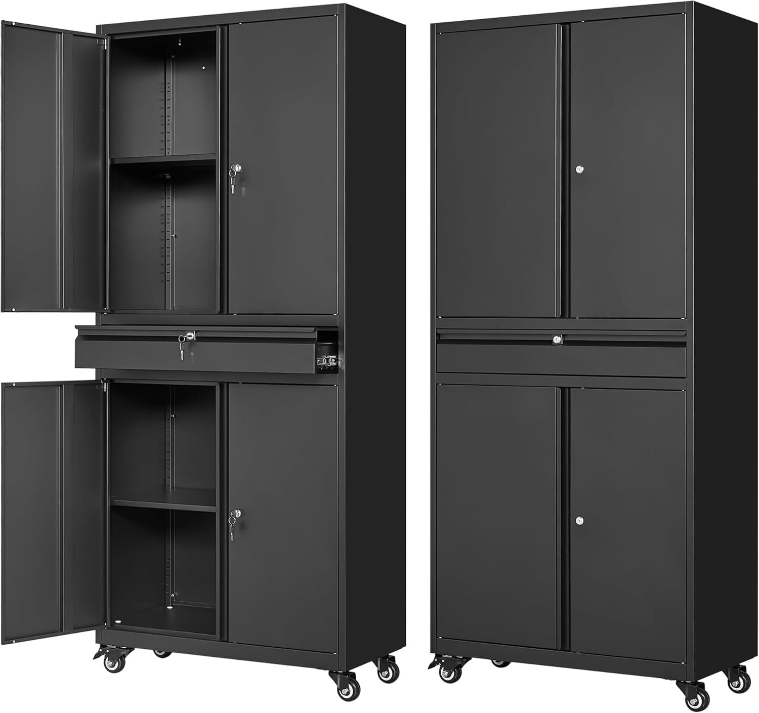 Letaya Metal Garage Storage Cabinet with Wheels for Home Use