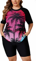 Halcurt Women's Plus Built in Bra Rash Guard Two Piece Swim Set more