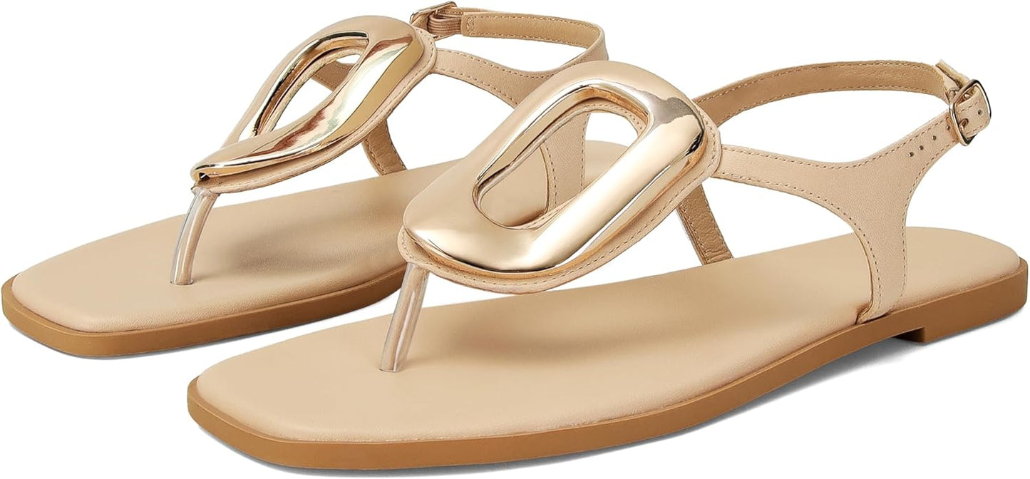 Stylish Flip-Flops for Women with Bold Metal Hardware Design